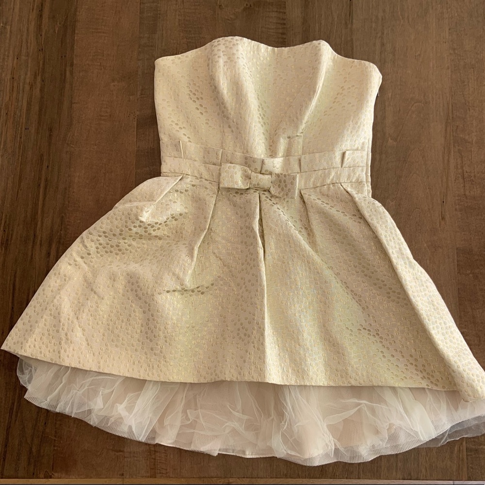 Betsey Johnson Strapless Gold Mini Dress 4